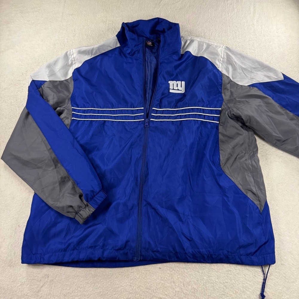 Reebok NFL Team Apparel NY Giants Windbreaker Mens XL Blue Excellent Colorblock